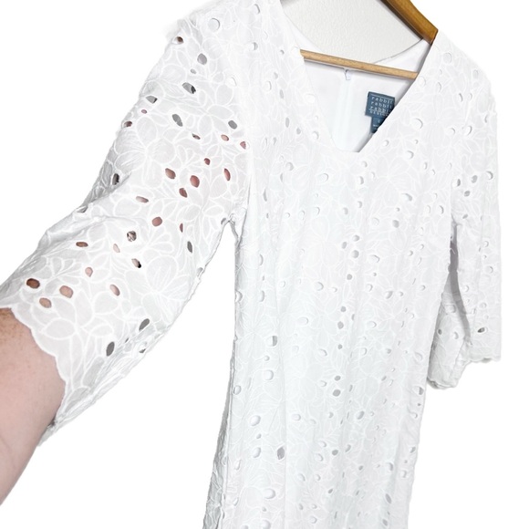 New with Tags Rabbit Rabbit Rabbit Women White Lace 3/4 Sleeve V-Neck Mini Dress - Picture 5 of 16